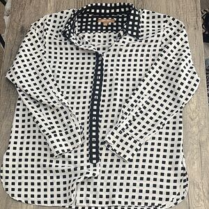 Ellen Tracy Black and White Grid Women's Shirt